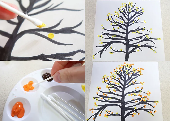 Autumn Tree Q-Tip Painting