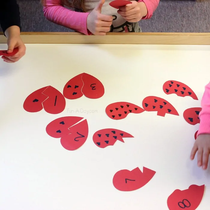 Valentine Math Activity – Broken Heart Numbers