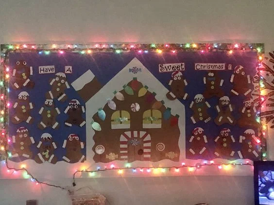 Light-Up the Gingerbread Village Bulletin Board