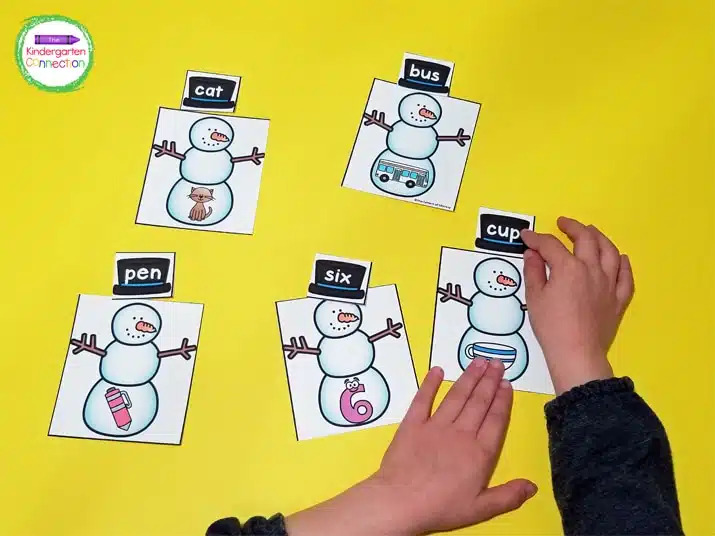 Snowman CVC Word Match