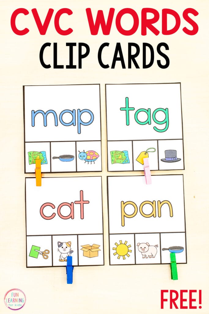 CVC Words Clip Cards