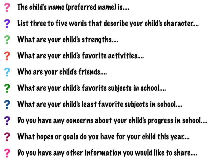 example questions teachers can ask parents to know more about their students