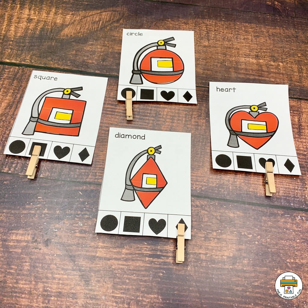 Fire Safety Clothespin Shape Matching Activity