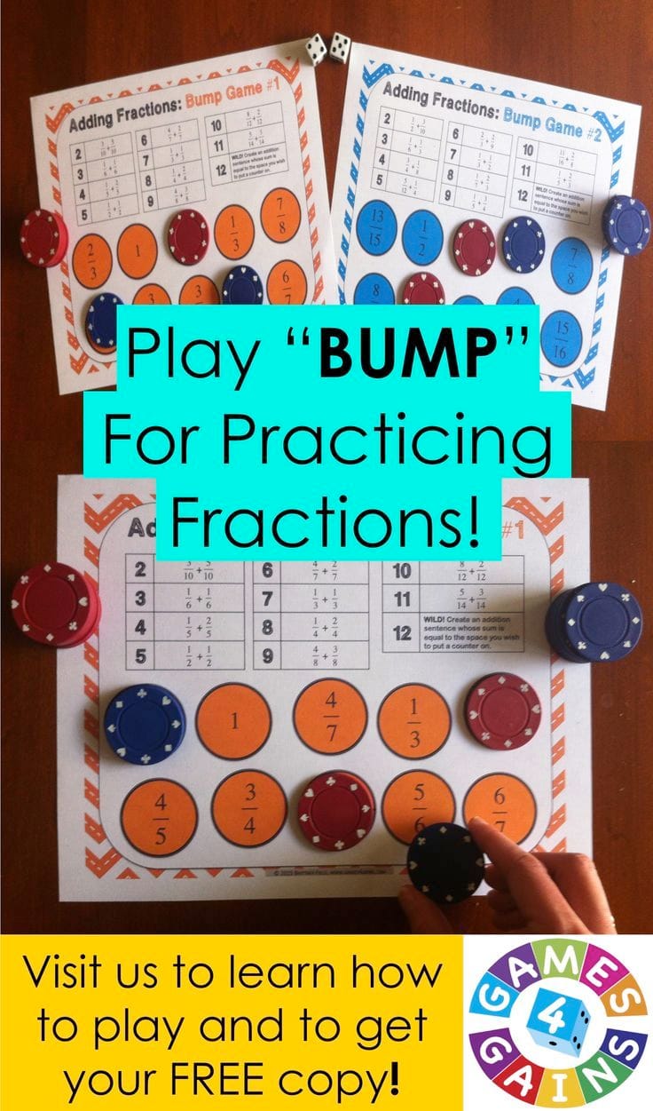 Adding Fractions Bump Game