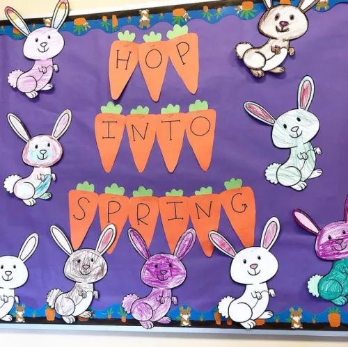 Bunny and Carrots Themed Bulletin Board