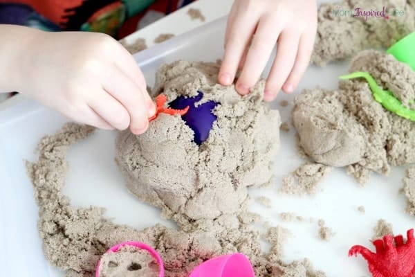 Kinetic Sand and Plastic Egg Excavation