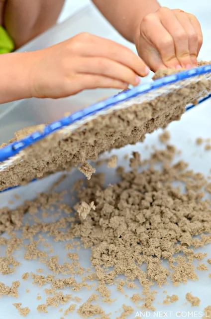 Badminton Racket Stamping on Kinetic Sand