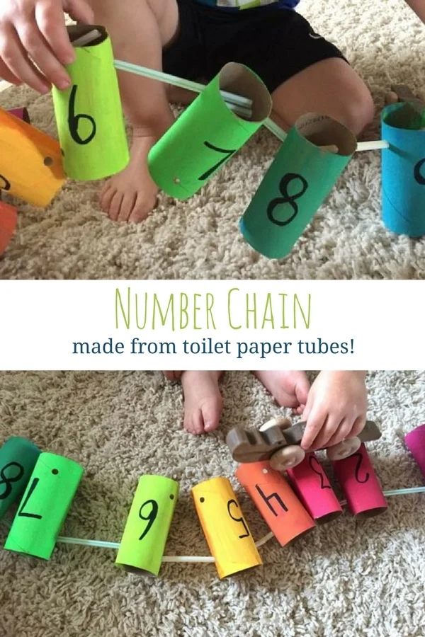 Number Chain Made from Toilet Paper Tubes