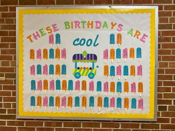 Popsicle Ice Cream Themed Birthday Bulletin Board