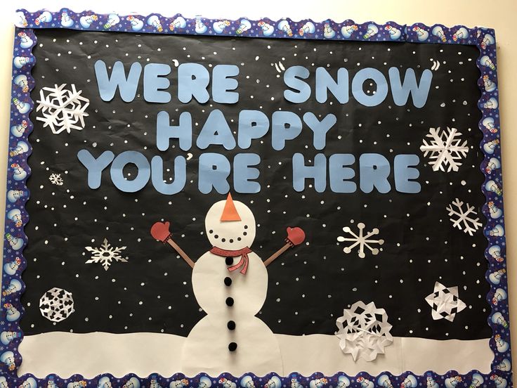 "We're Snow Happy You're Here" Bulletin Board