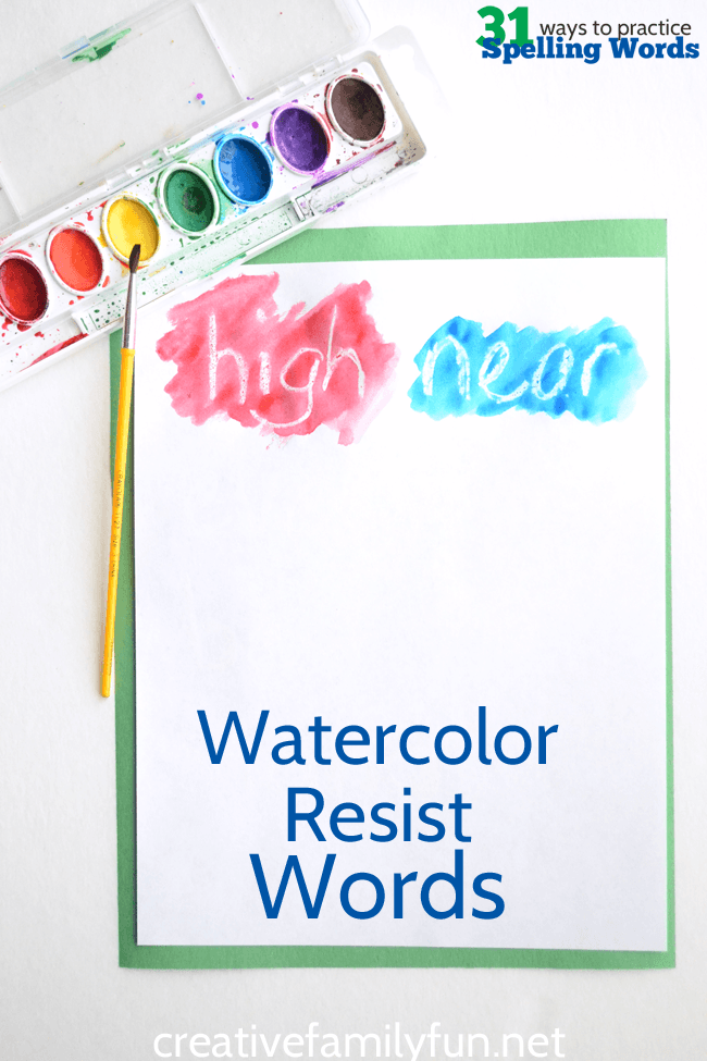 Watercolor Resist Spelling Words