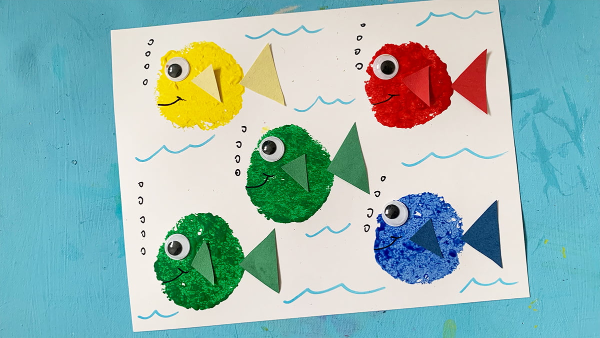 Sponge Painted One Fish, Two Fish Craft