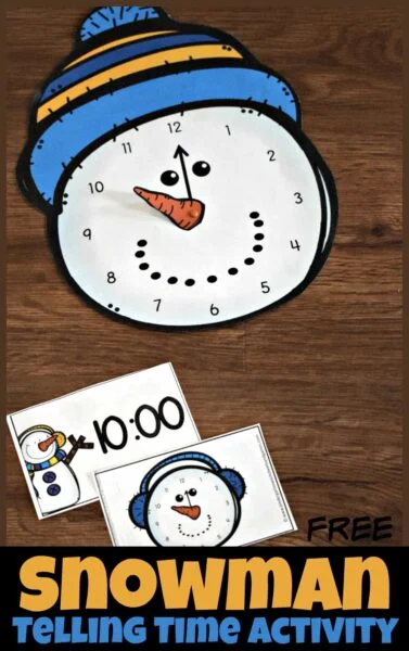 Snowman Clock Matching Activity