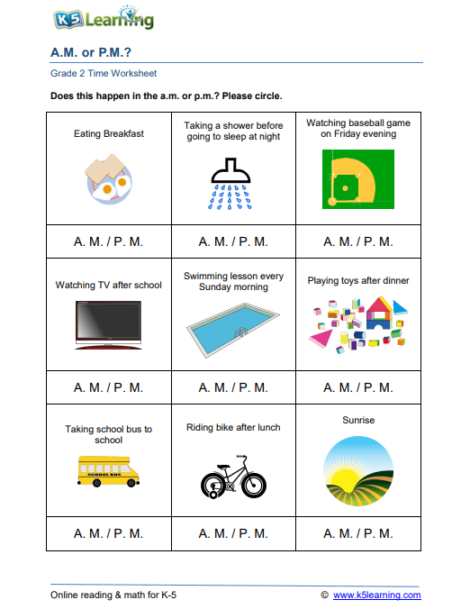 AM or PM Worksheet