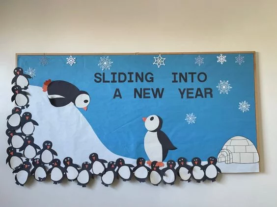 "Sliding Into A New Year" Bulletin Board